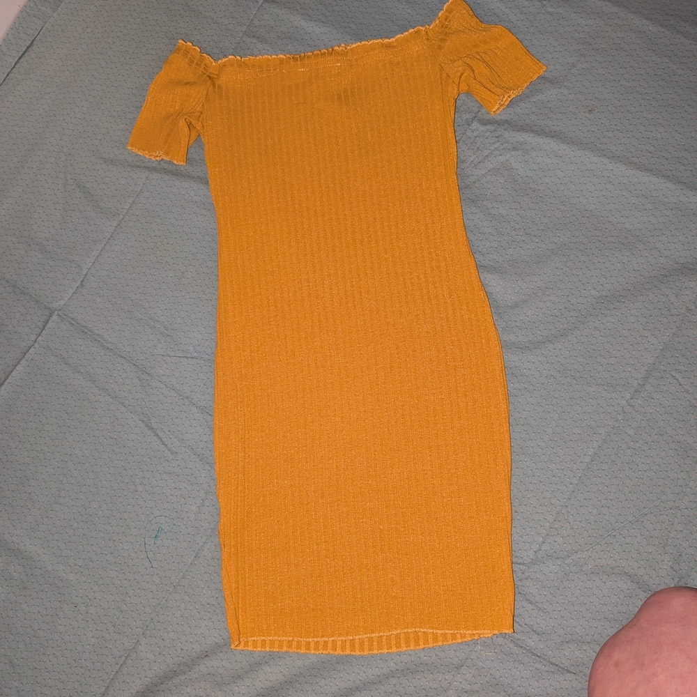 SHEIN Yellow Off-Shoulder Mini Dress